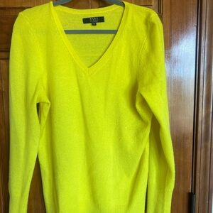 Alex Marie Women's Vivid Yellow Cashmere V-Neck Sweater